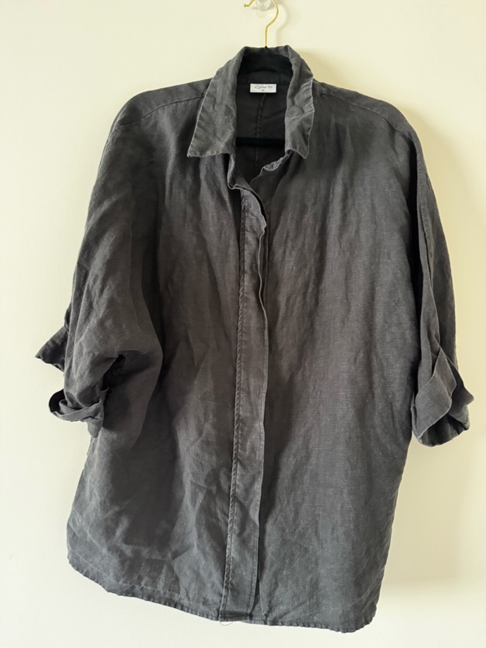 Charcoal Button-Up Linen Shirt